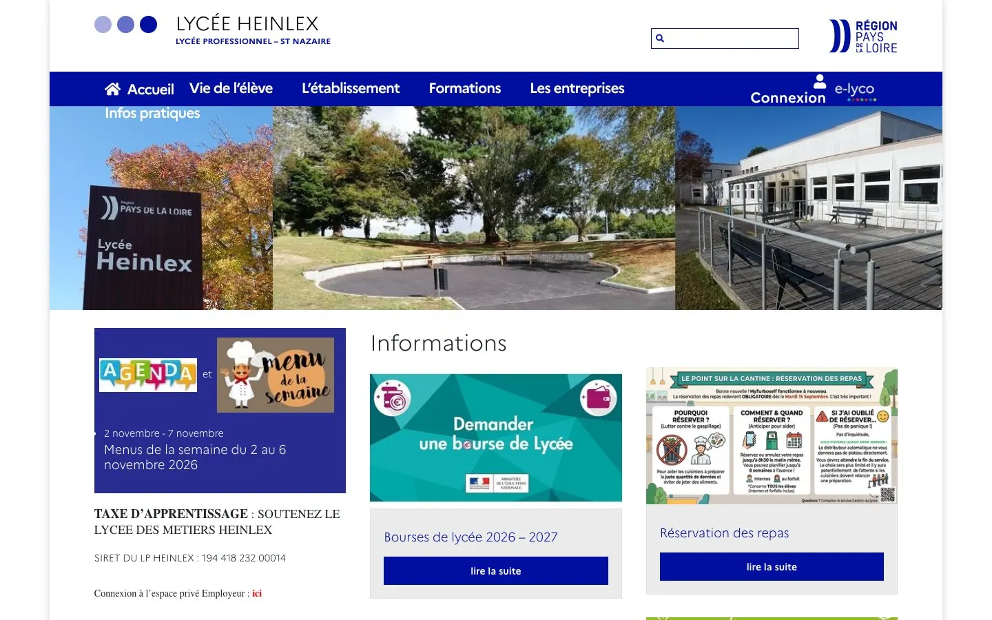 El sitio web de Lycée professionnel Heinlex