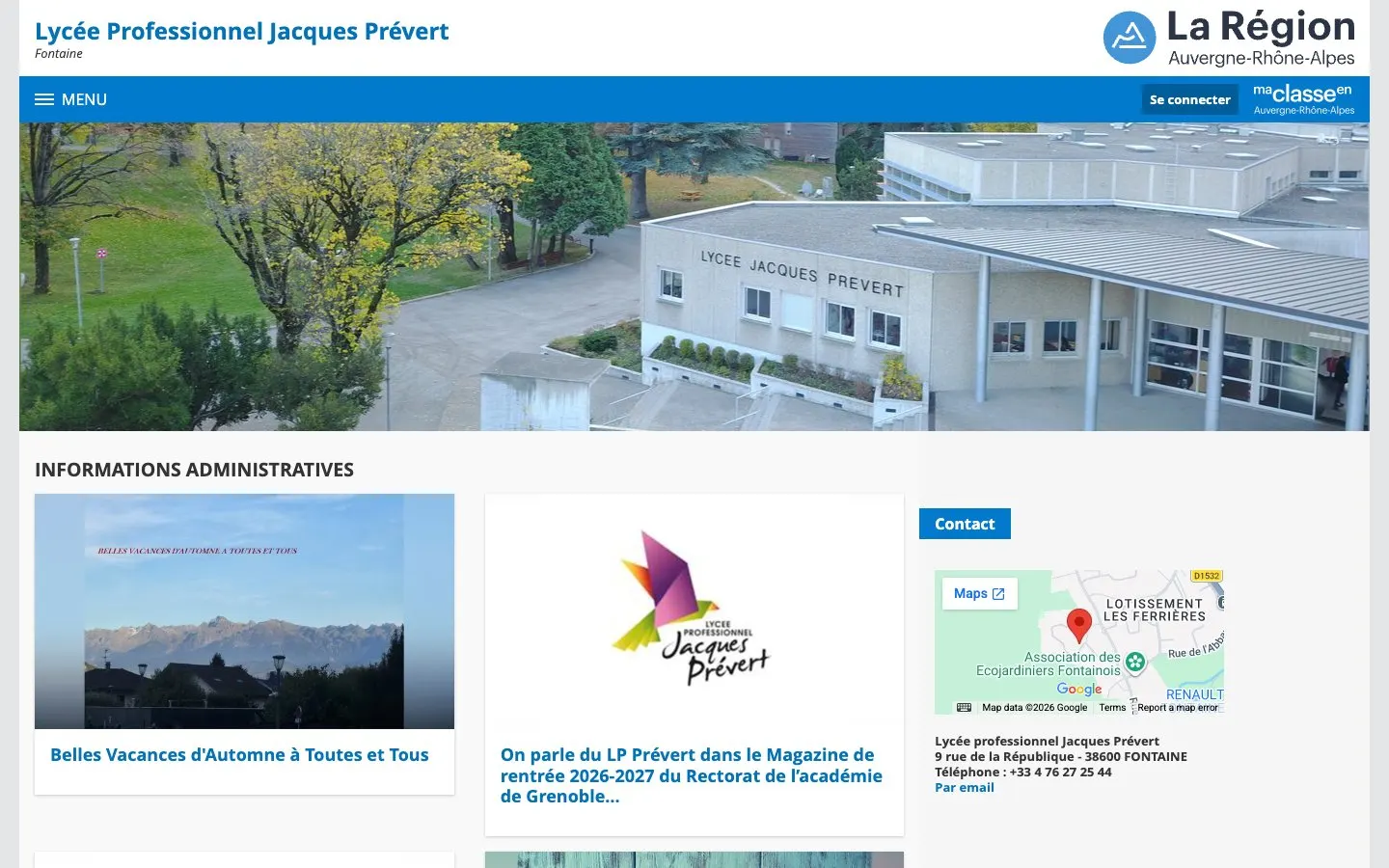 El sitio web de Lycée professionnel Jacques Prévert