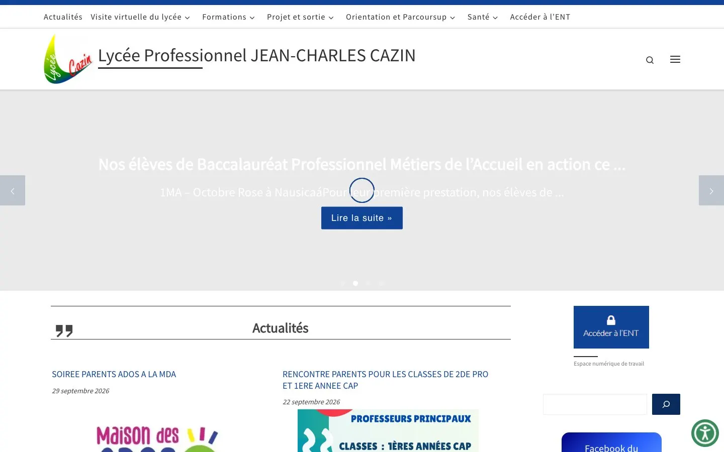 The website of Lycée professionnel Jean-Charles Cazin
