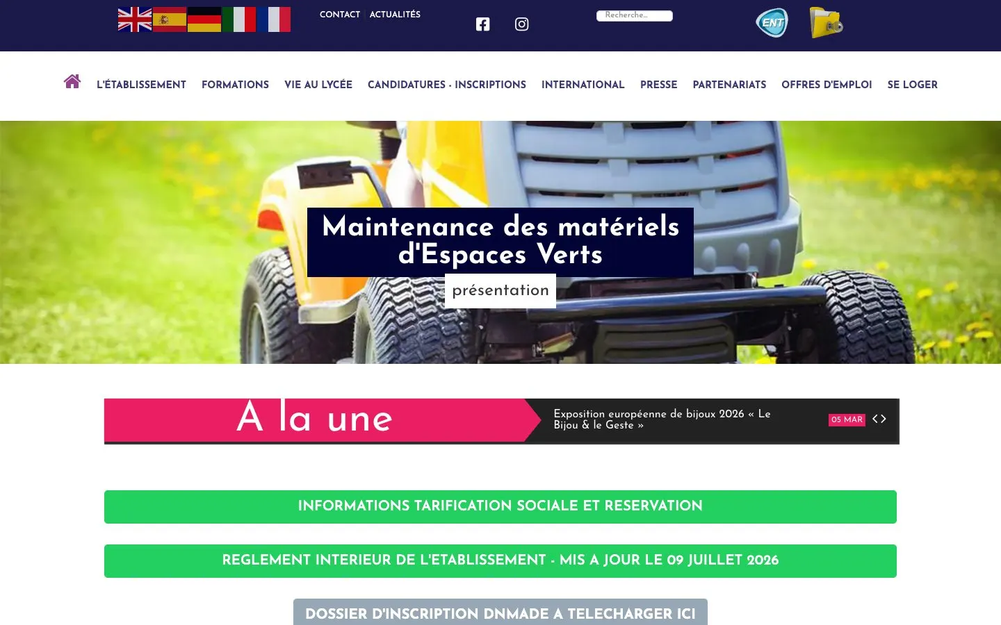 The website of Lycée professionnel Jean Guéhenno
