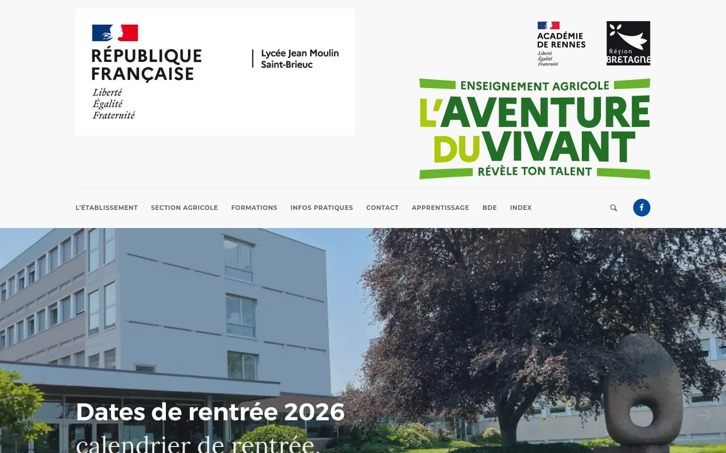 The website of Lycée professionnel Jean Moulin