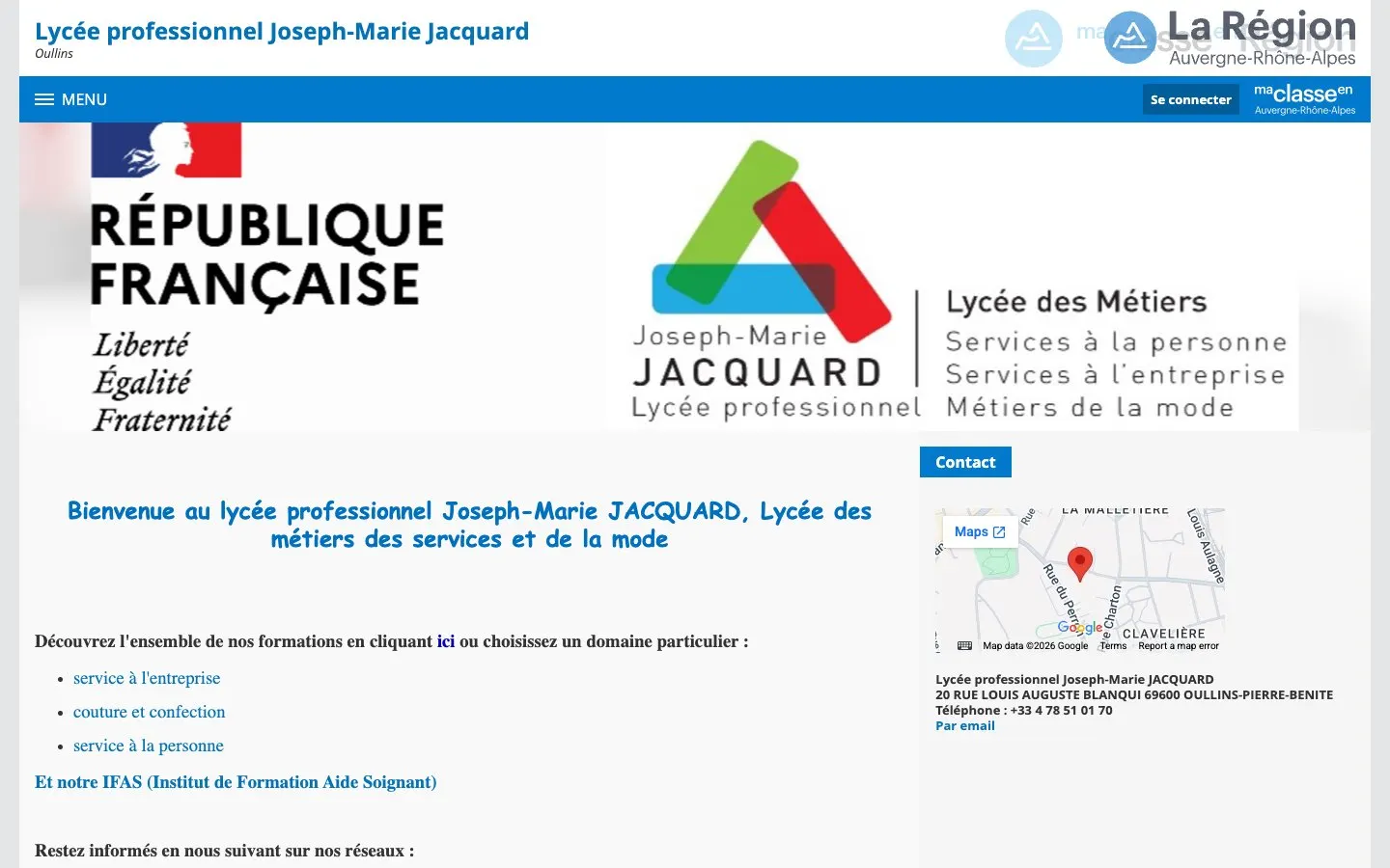 Le site de Lycée professionnel Joseph-Marie Jacquard