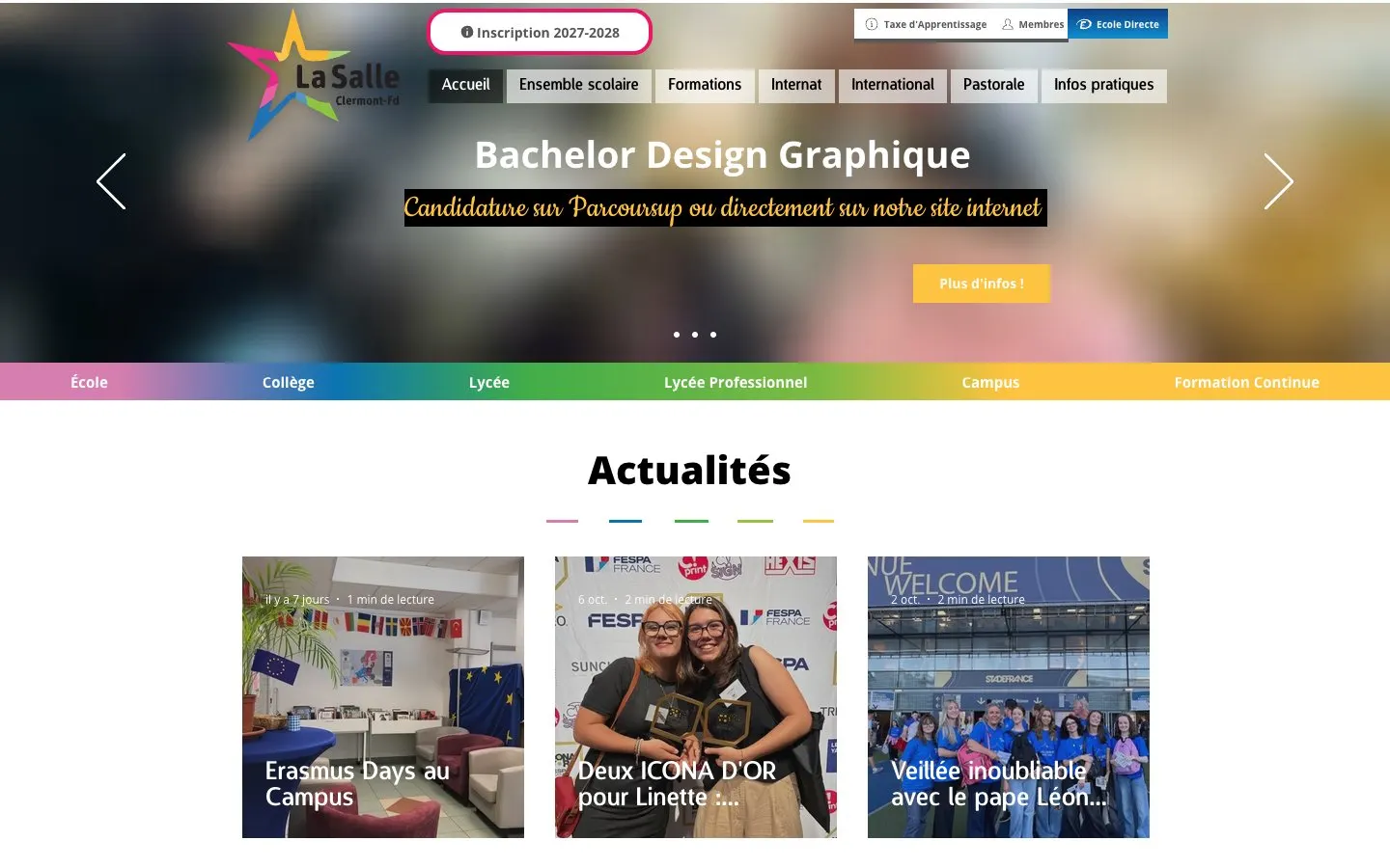 The website of Lycée professionnel La Salle Godefroy de Bouillon