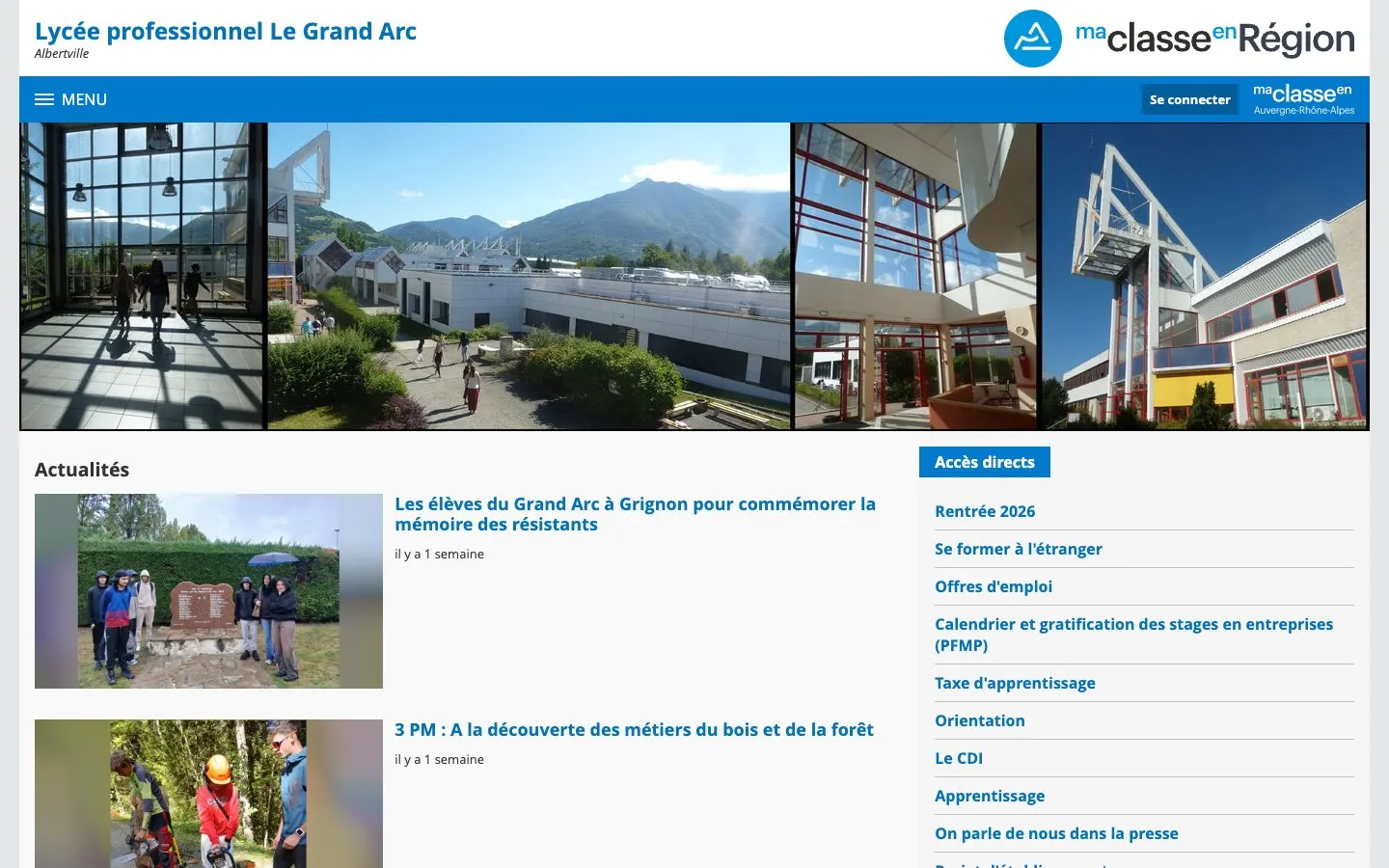 The website of Lycée professionnel Le Grand Arc