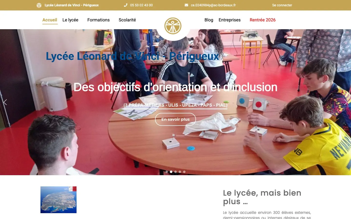 الموقع الإلكتروني لـ Lycée professionnel Léonard de Vinci