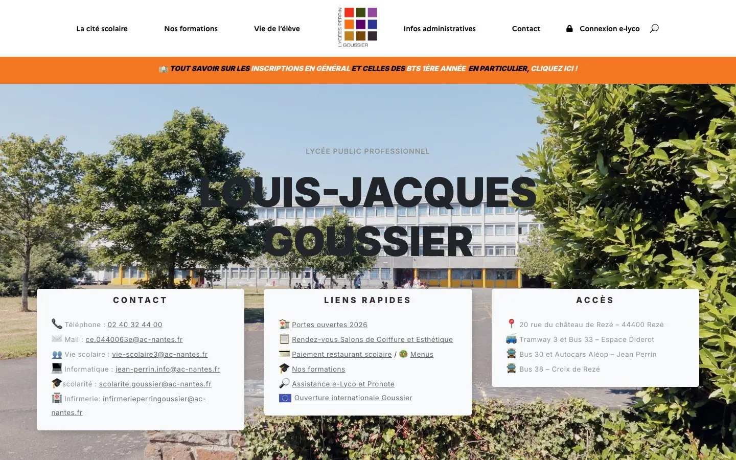 The website of Lycée professionnel Louis-Jacques Goussier