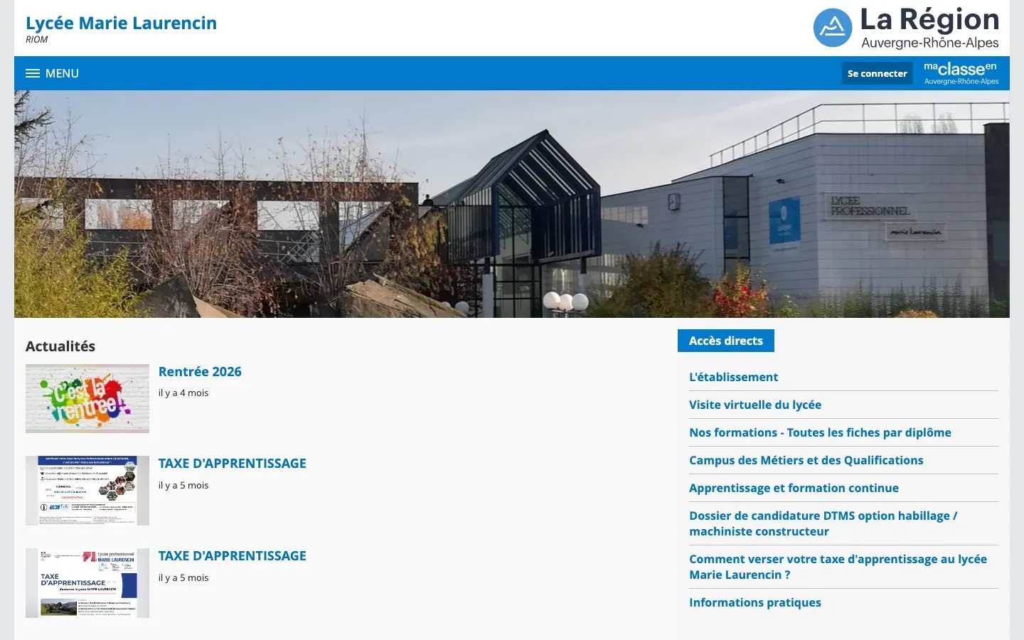 The website of Lycée professionnel Marie Laurencin