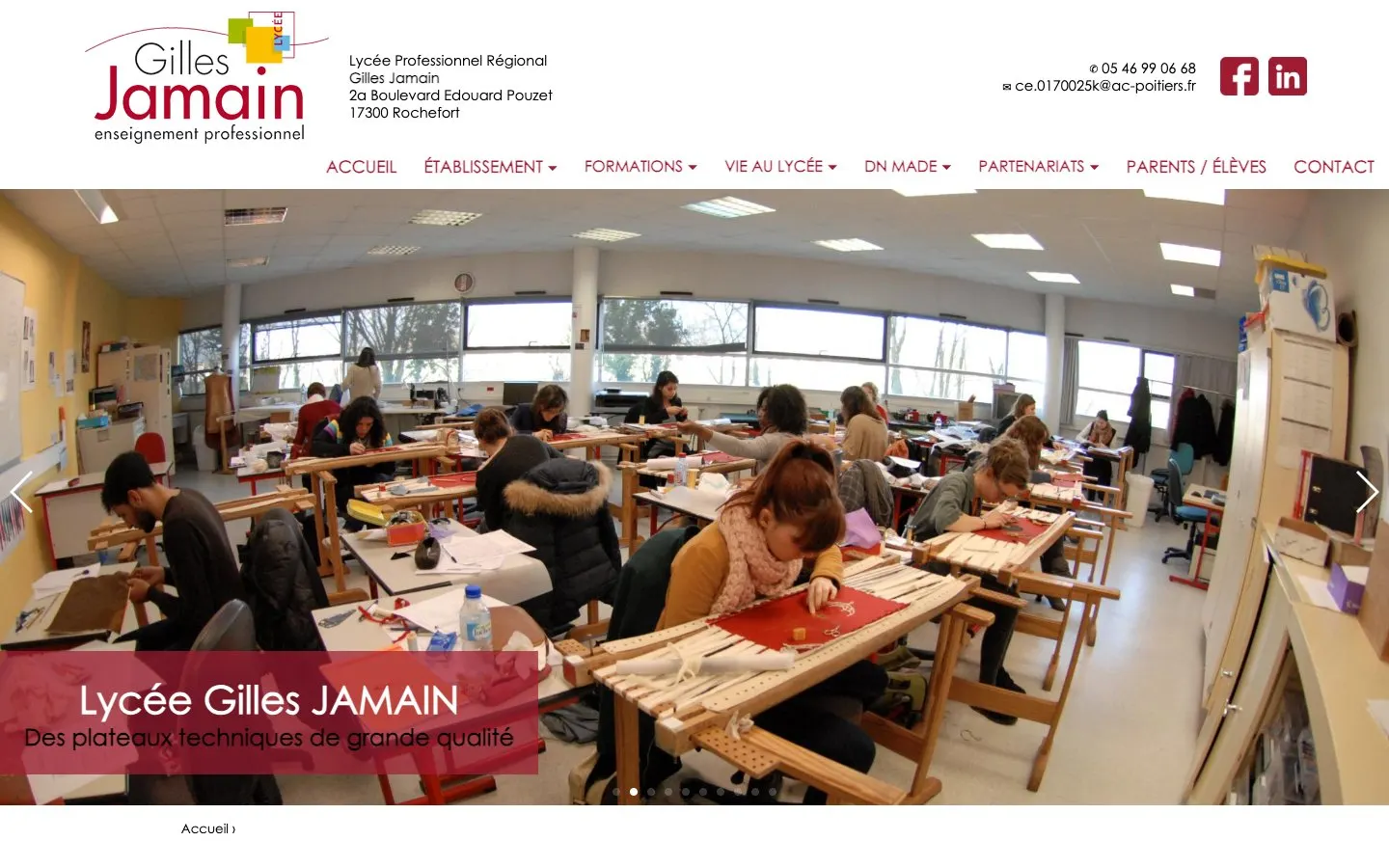 Il sito di Lycée professionnel régional Gilles Jamain