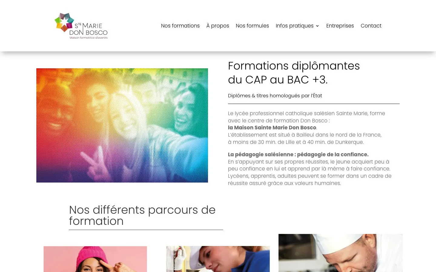The website of Lycée professionnel Sainte-Marie (Maison Sainte Marie Don Bosco)