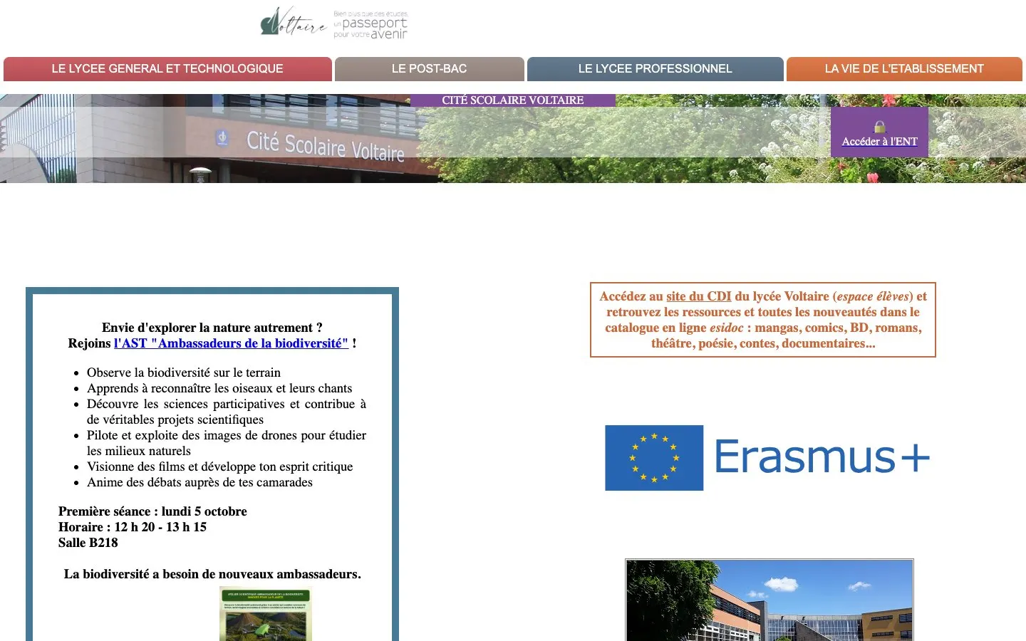 The website of Lycée professionnel Voltaire