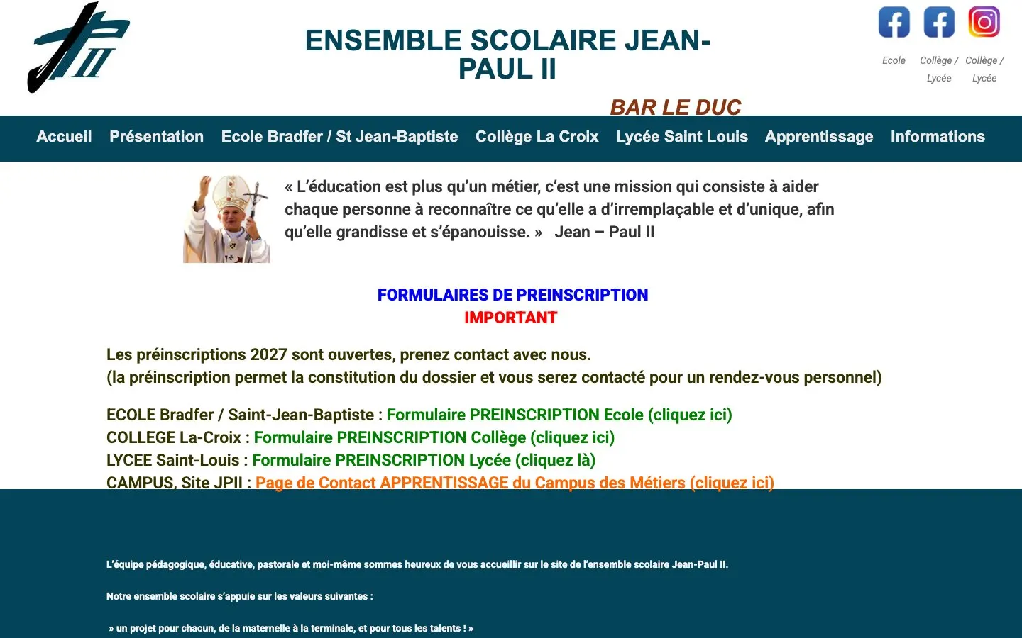 The website of Lycée Saint-Louis – Ensemble scolaire Jean-Paul II (horlogerie)