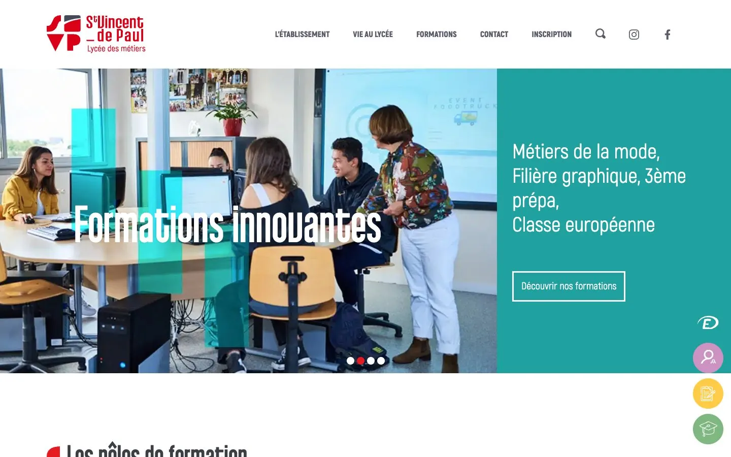 The website of Lycée Saint-Vincent de Paul