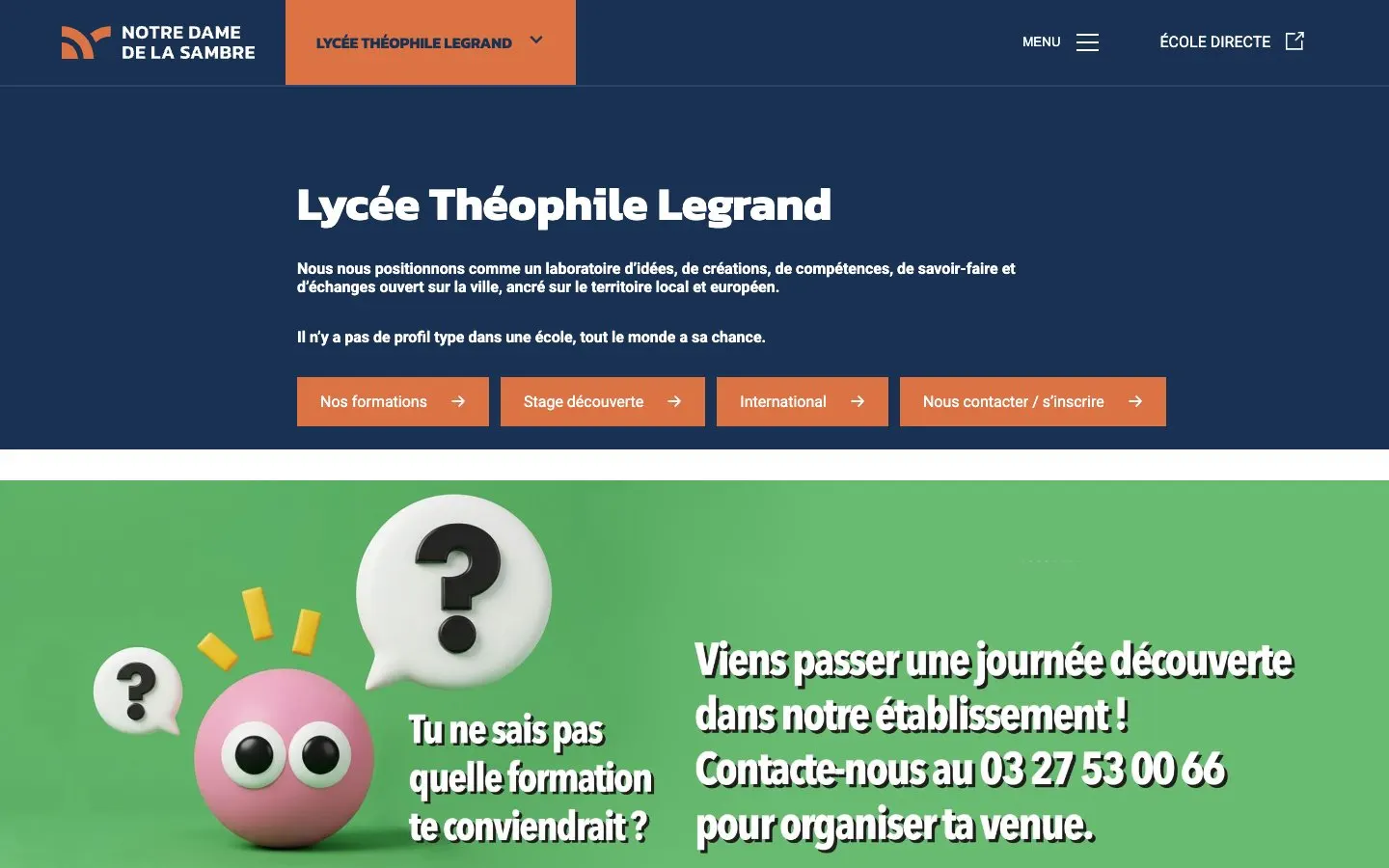 The website of Lycée Théophile Legrand