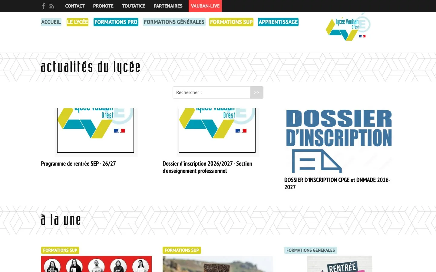 The website of Lycée Vauban