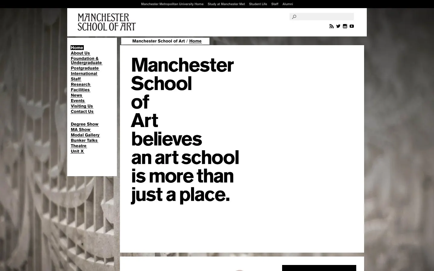 Il sito di Manchester School of Art