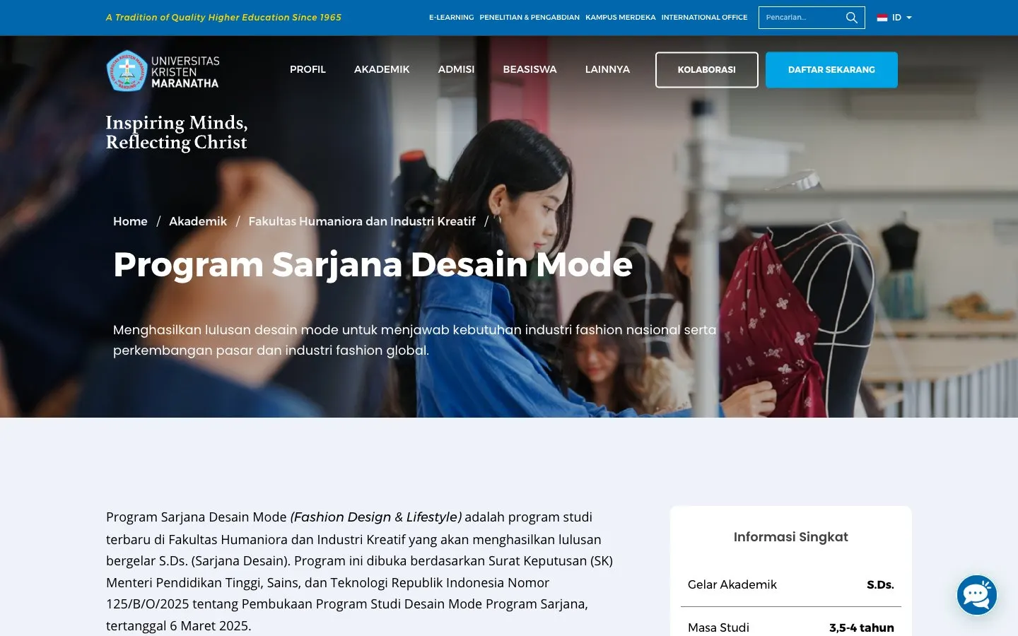 The website of Maranatha – Desain Mode
