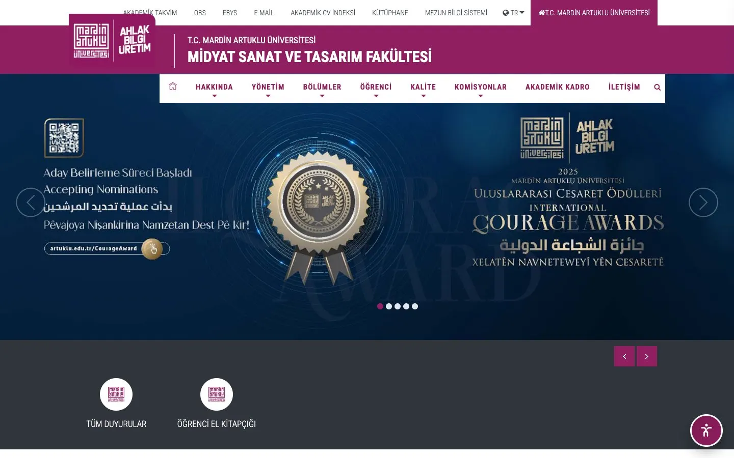 Mardin Artuklu Üniversitesi – Midyat Sanat ve Tasarım Fakültesi की वेबसाइट