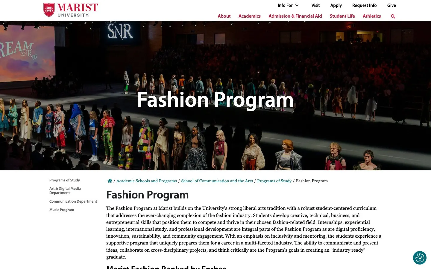 Il sito di Marist University – Fashion Program