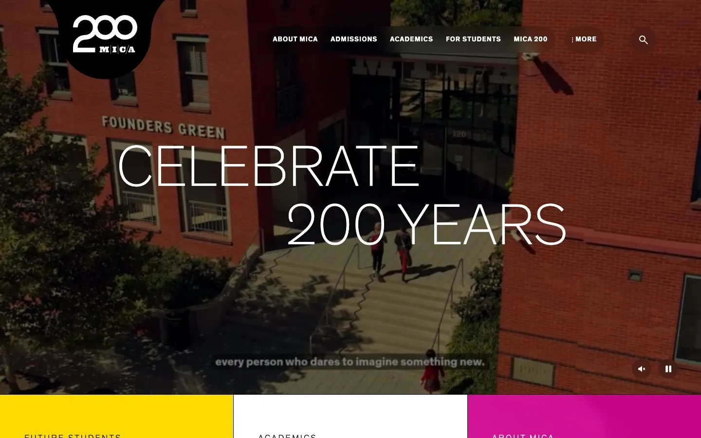 The website of Maryland Institute College of Art (MICA)