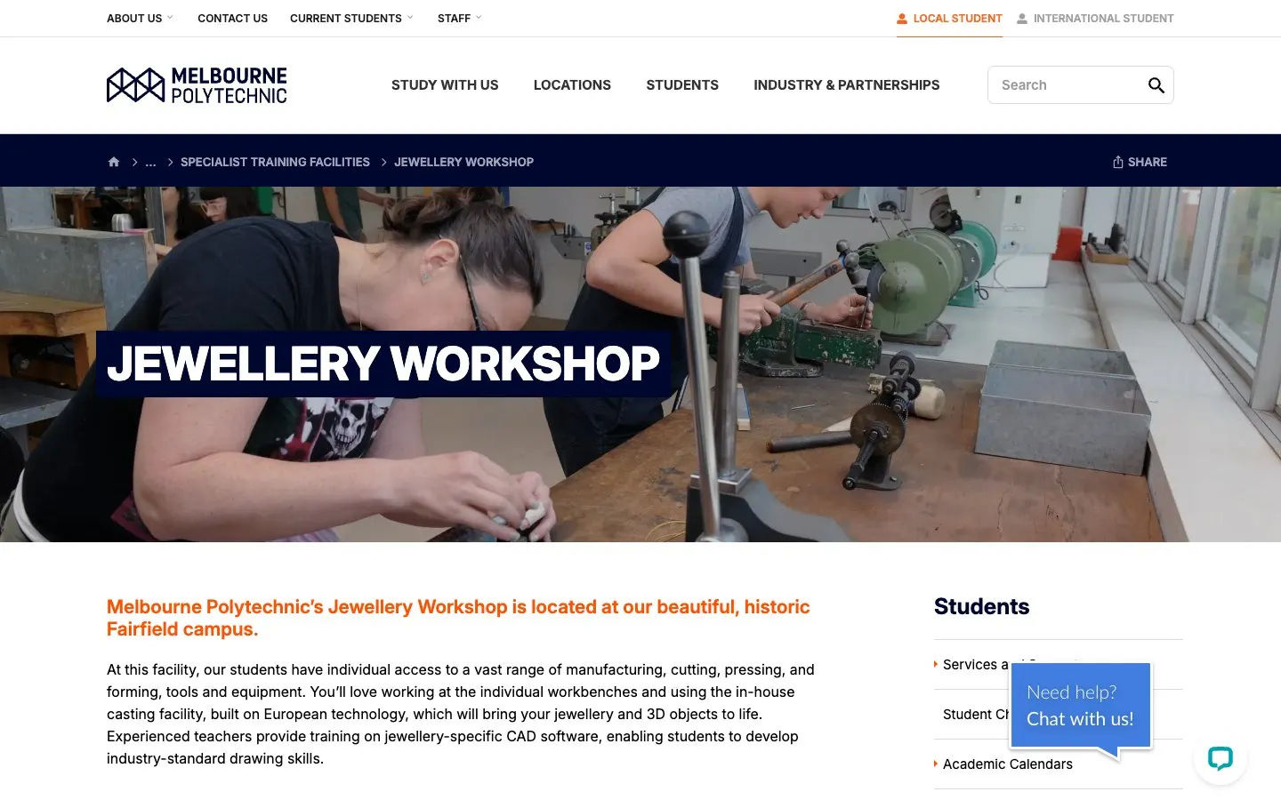 Melbourne Polytechnic – Jewellery and Object Design की वेबसाइट