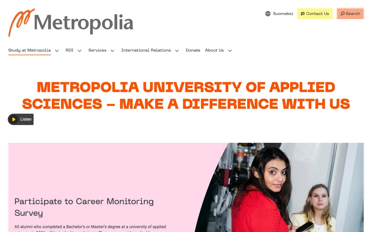 Il sito di Metropolia University of Applied Sciences