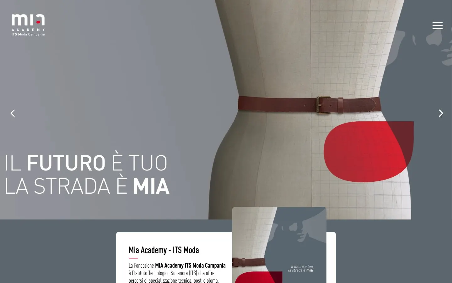 Die Website von MIA Academy – ITS Moda Campania