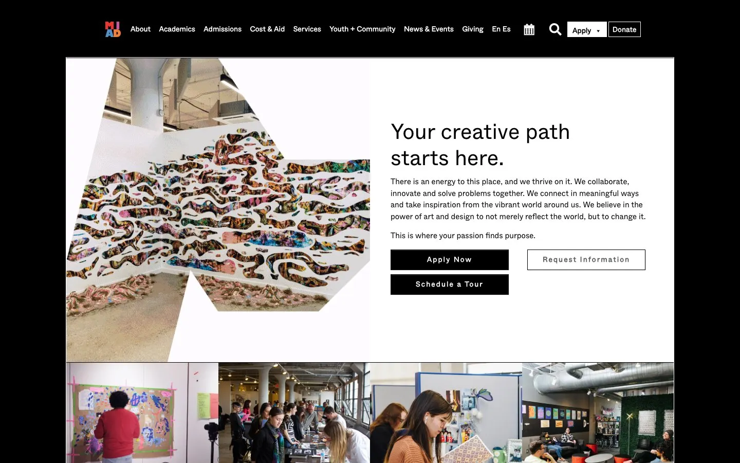The website of Milwaukee Institute of Art & Design