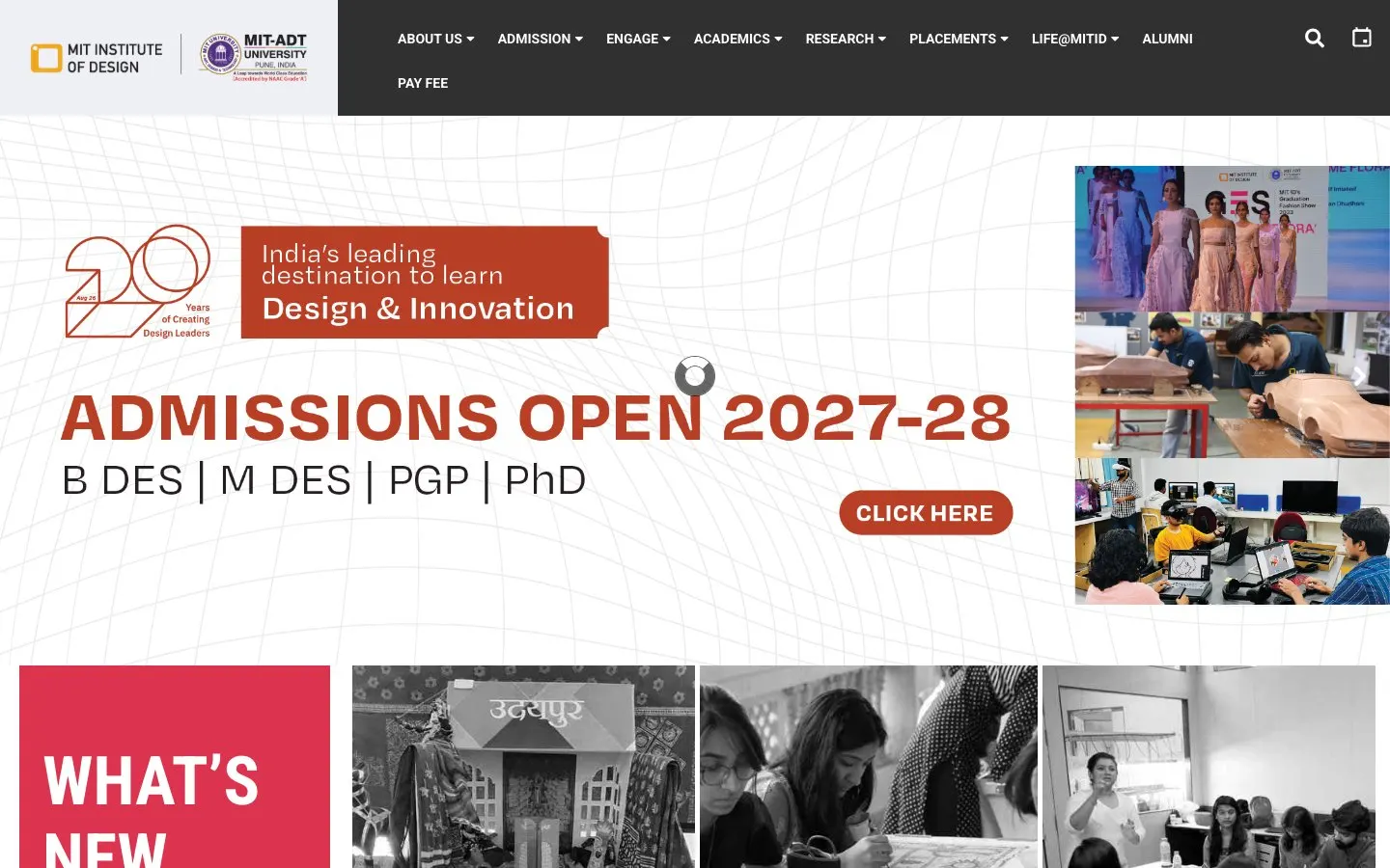 Die Website von MIT Institute of Design