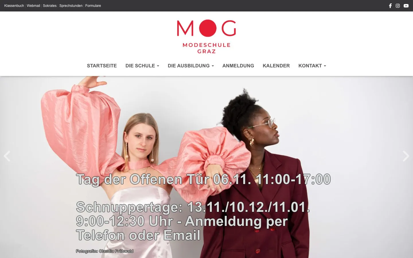 الموقع الإلكتروني لـ Modeschule Graz