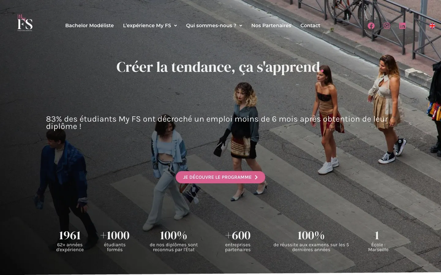The website of My FS – My Fashion School