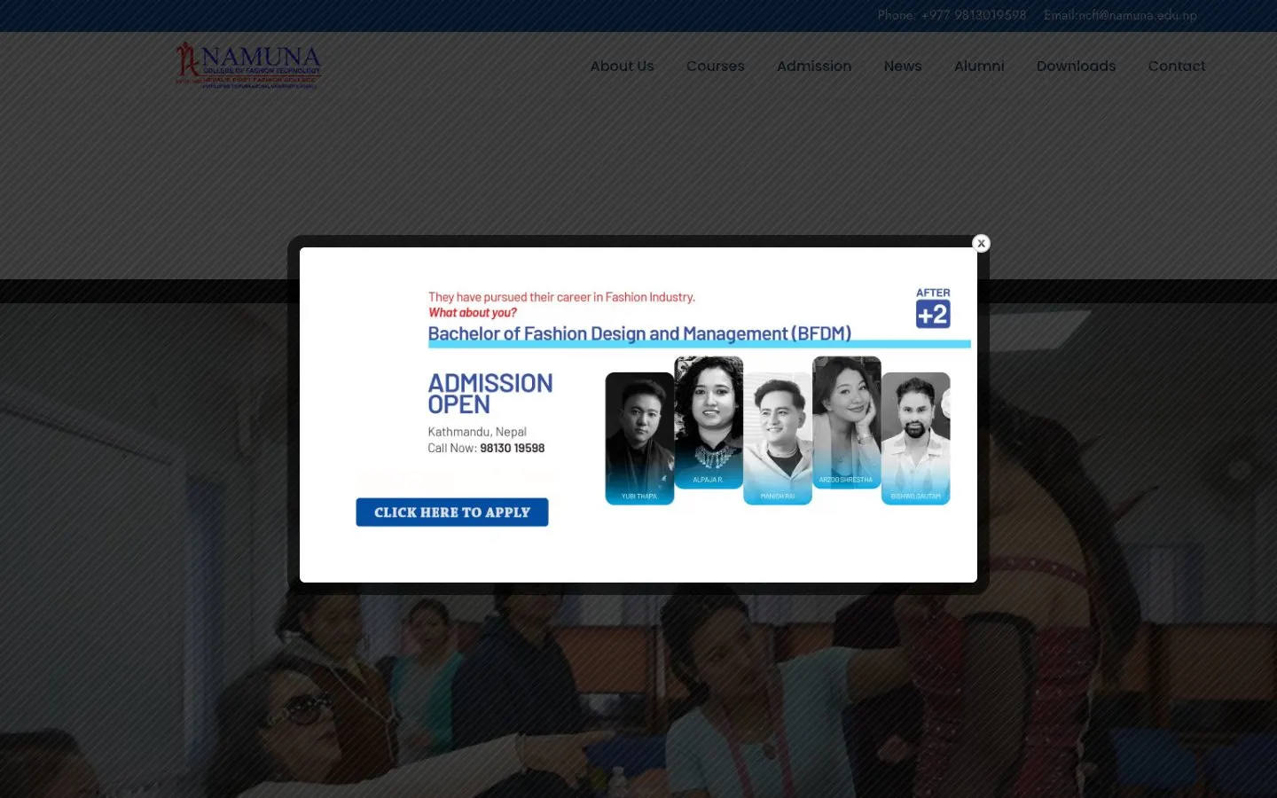 The website of Namuna College of Fashion Technology