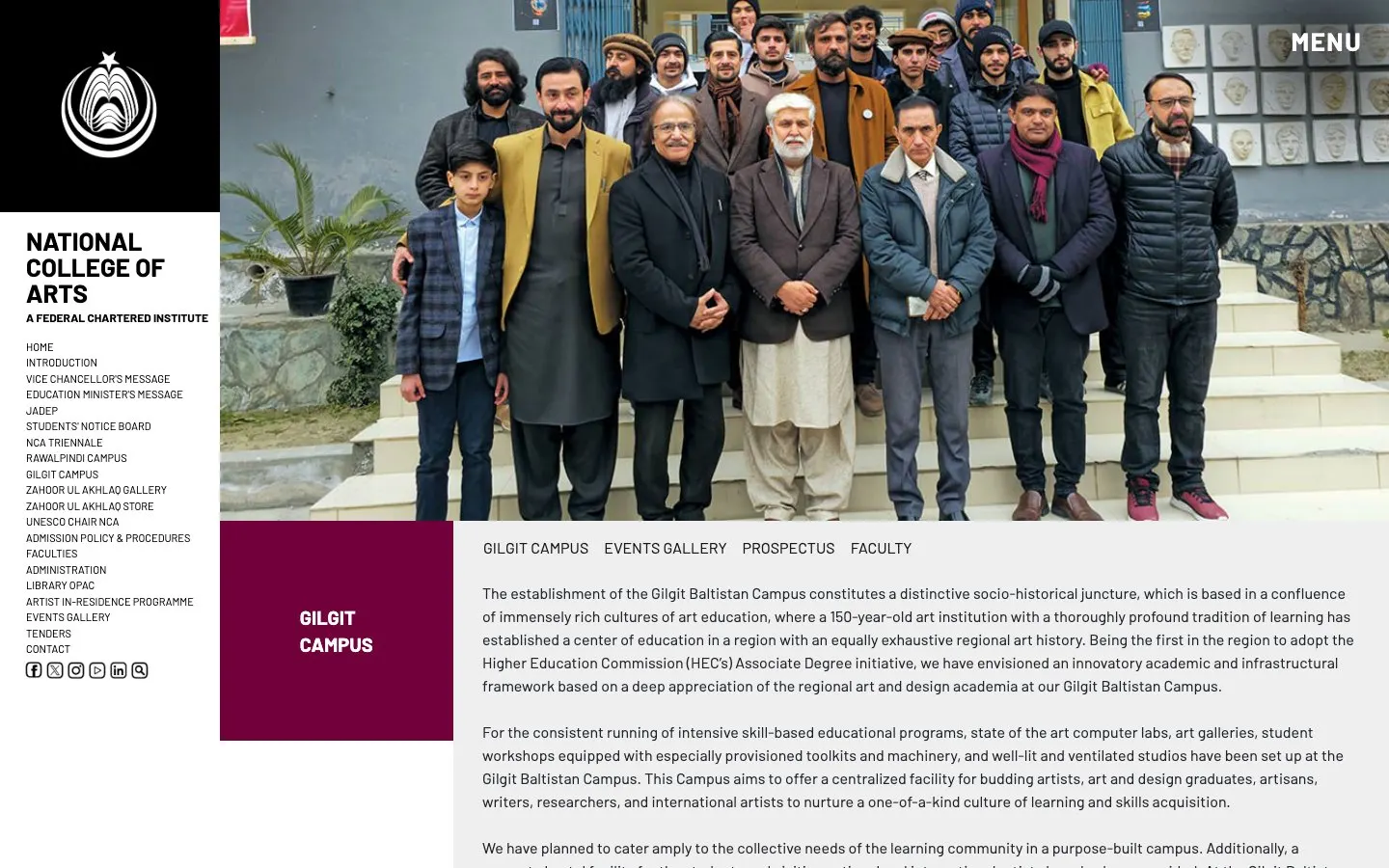 NCA Gilgit की वेबसाइट
