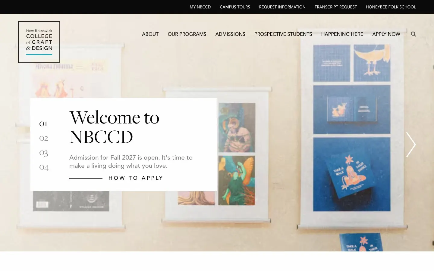 El sitio web de New Brunswick College of Craft and Design
