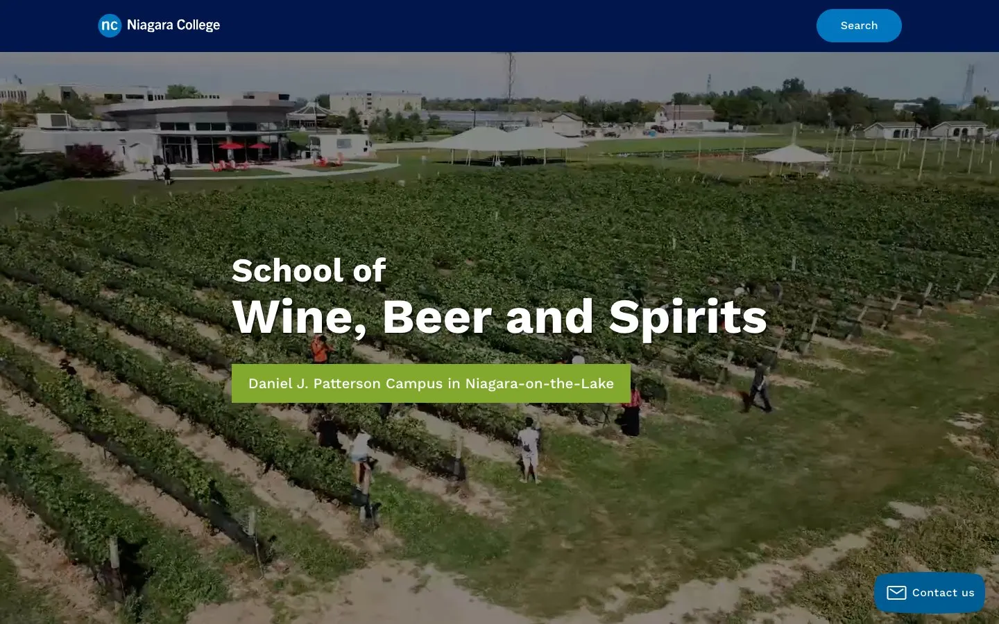 The website of Niagara College - School of Wine, Beer and Spirits