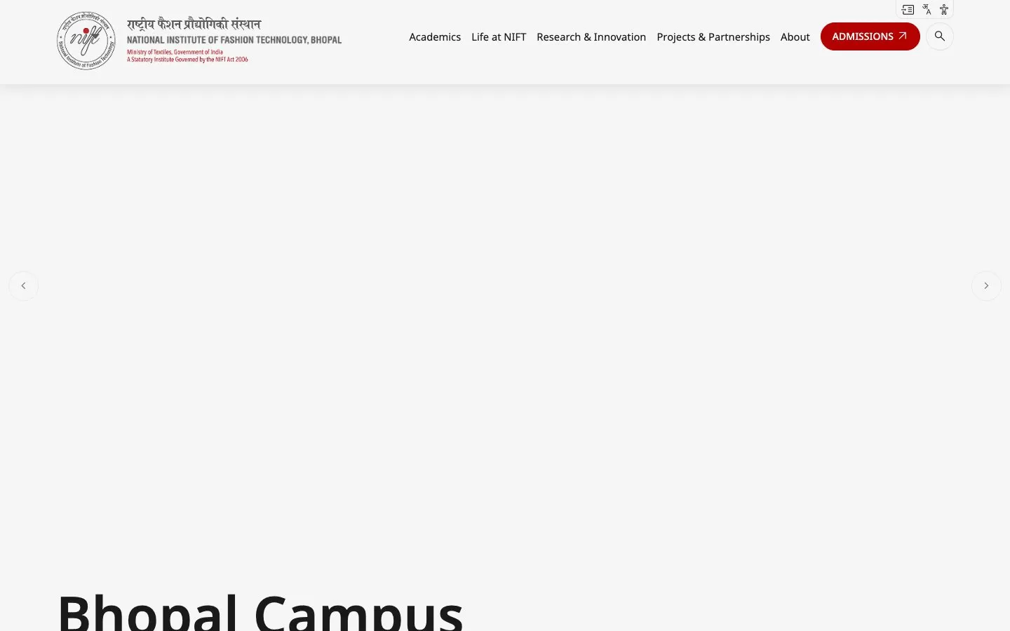 Die Website von NIFT Bhopal