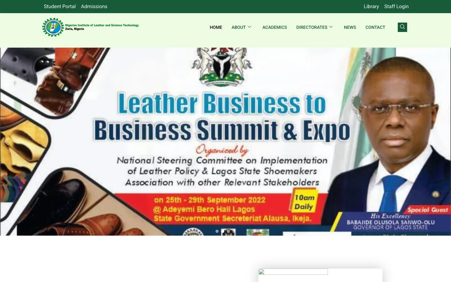 Сайт школы Nigerian Institute of Leather and Science Technology (NILEST)
