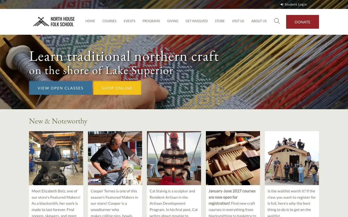 Die Website von North House Folk School
