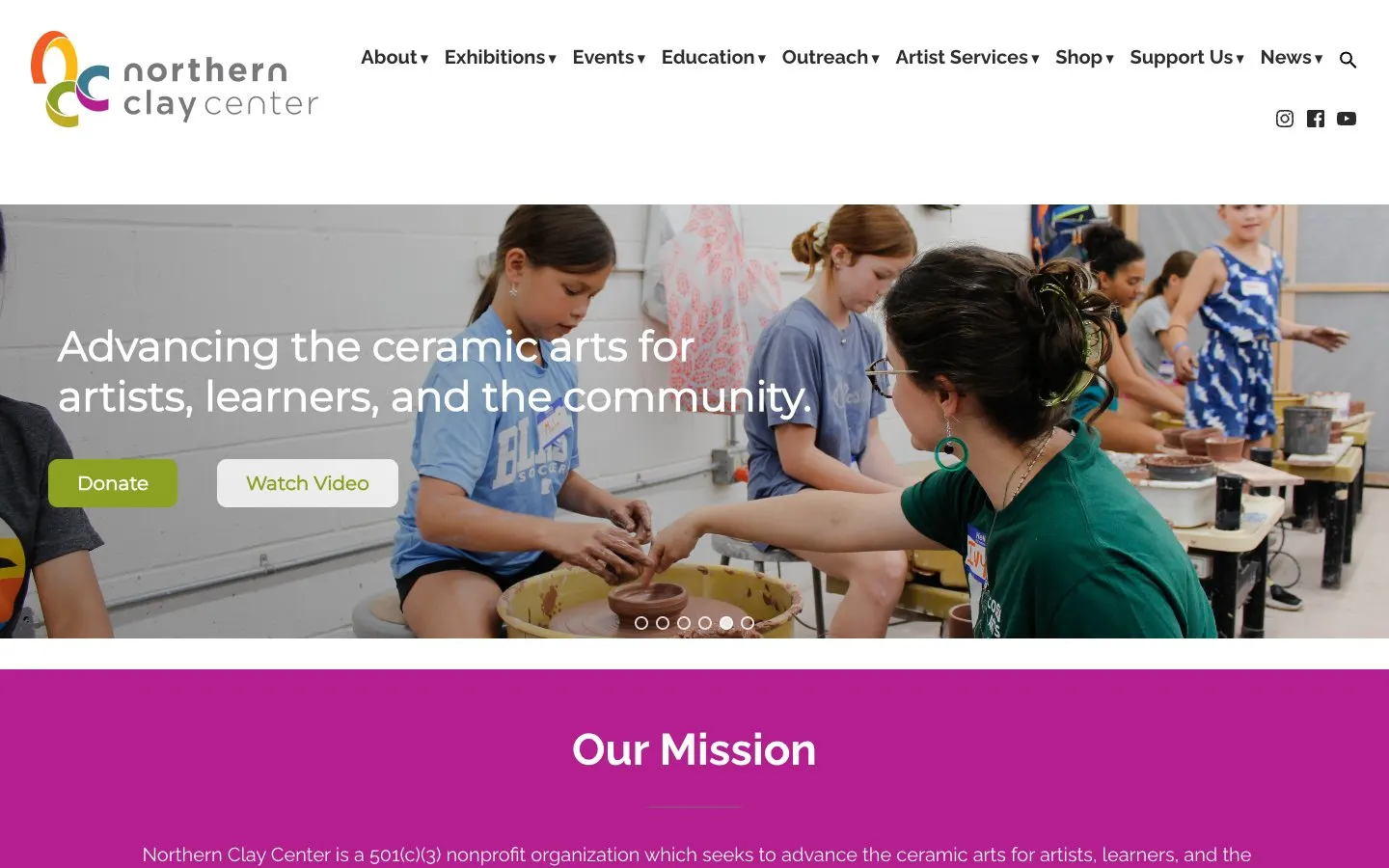 Il sito di Northern Clay Center