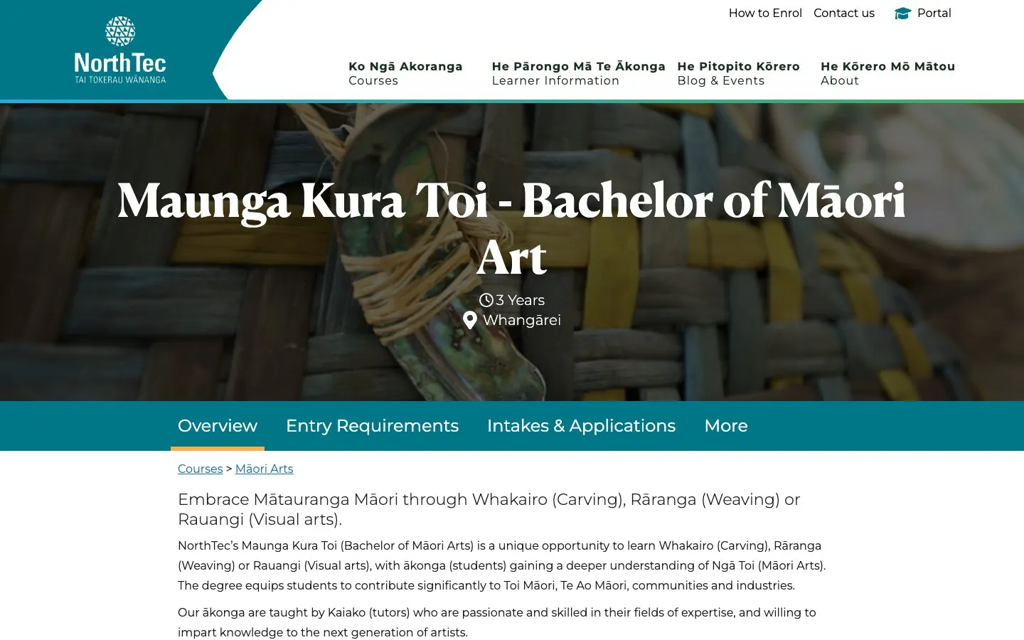 الموقع الإلكتروني لـ NorthTec – Maunga Kura Toi