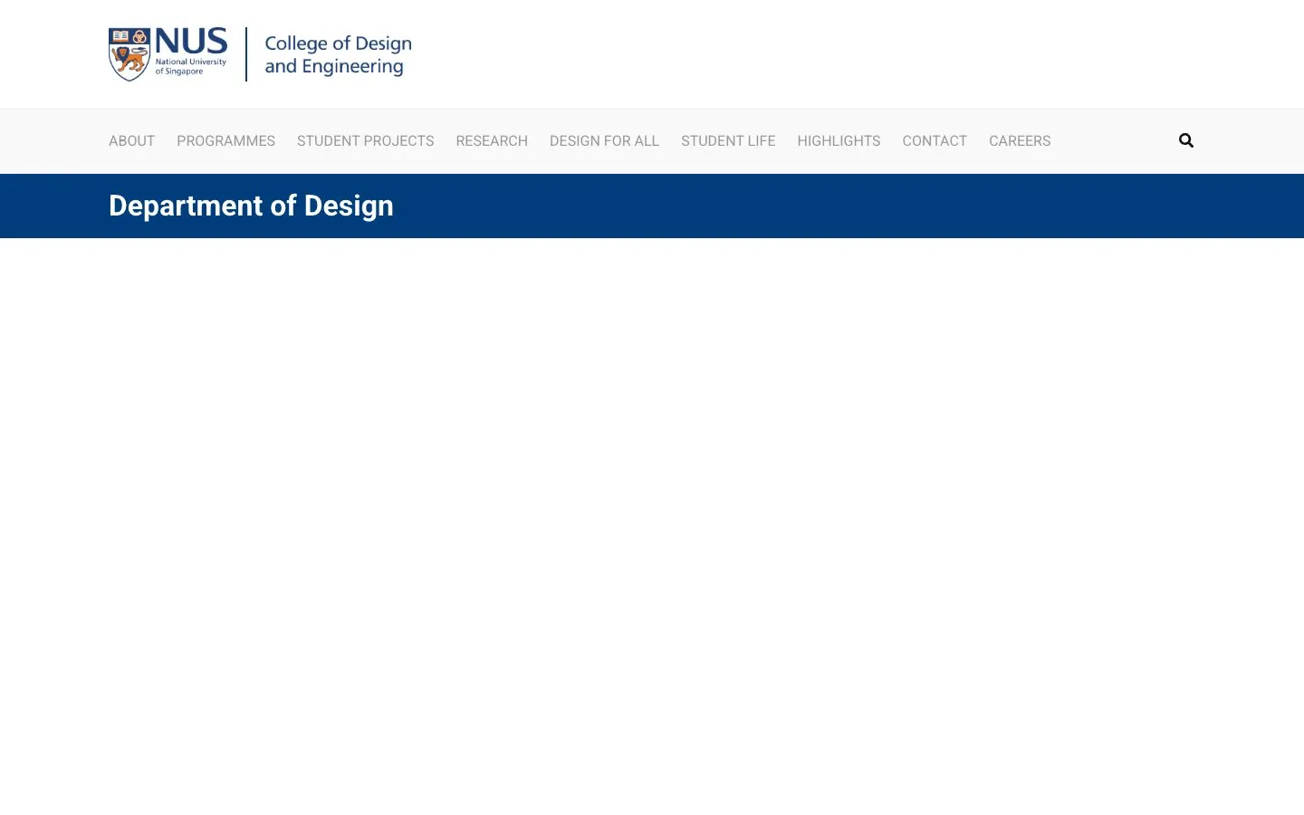 The website of NUS Department of Design