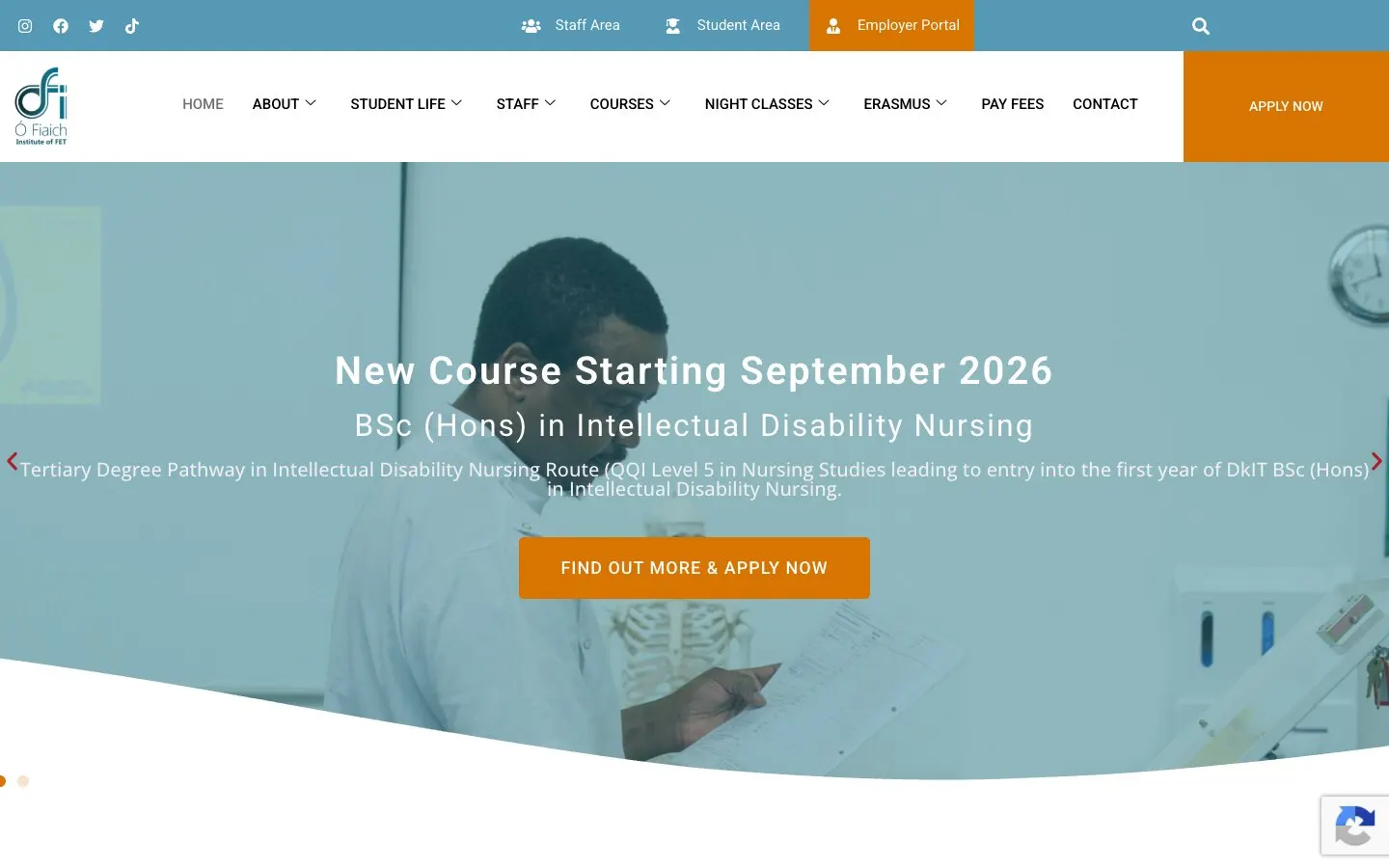The website of Ó Fiaich Institute of Further Education