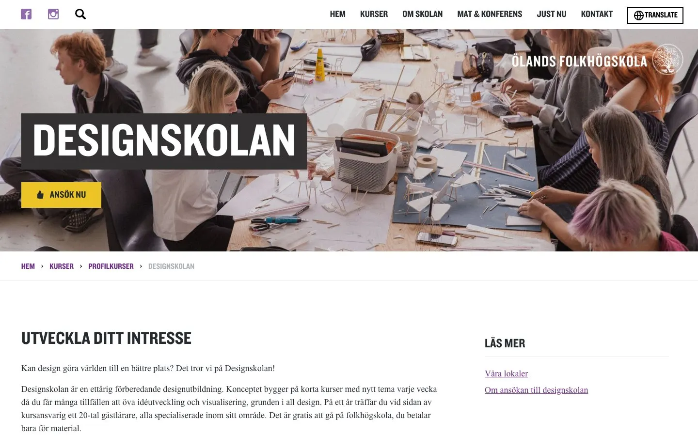 The website of Ölands folkhögskola – Designskolan