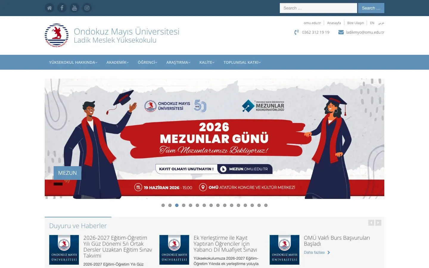 Сайт школы Ondokuz Mayıs Üniversitesi – Ladik Meslek Yüksekokulu