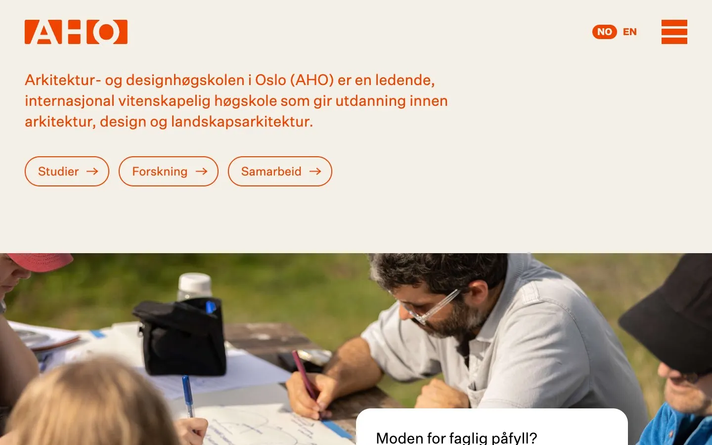 The website of The Oslo School of Architecture and Design (AHO)