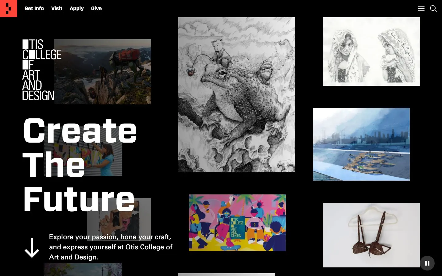 The website of Otis College of Art and Design