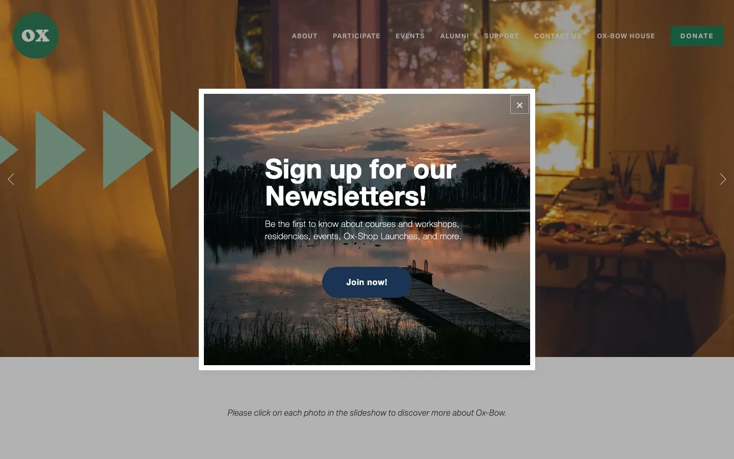 The website of Ox-Bow School of Art & Artists' Residency