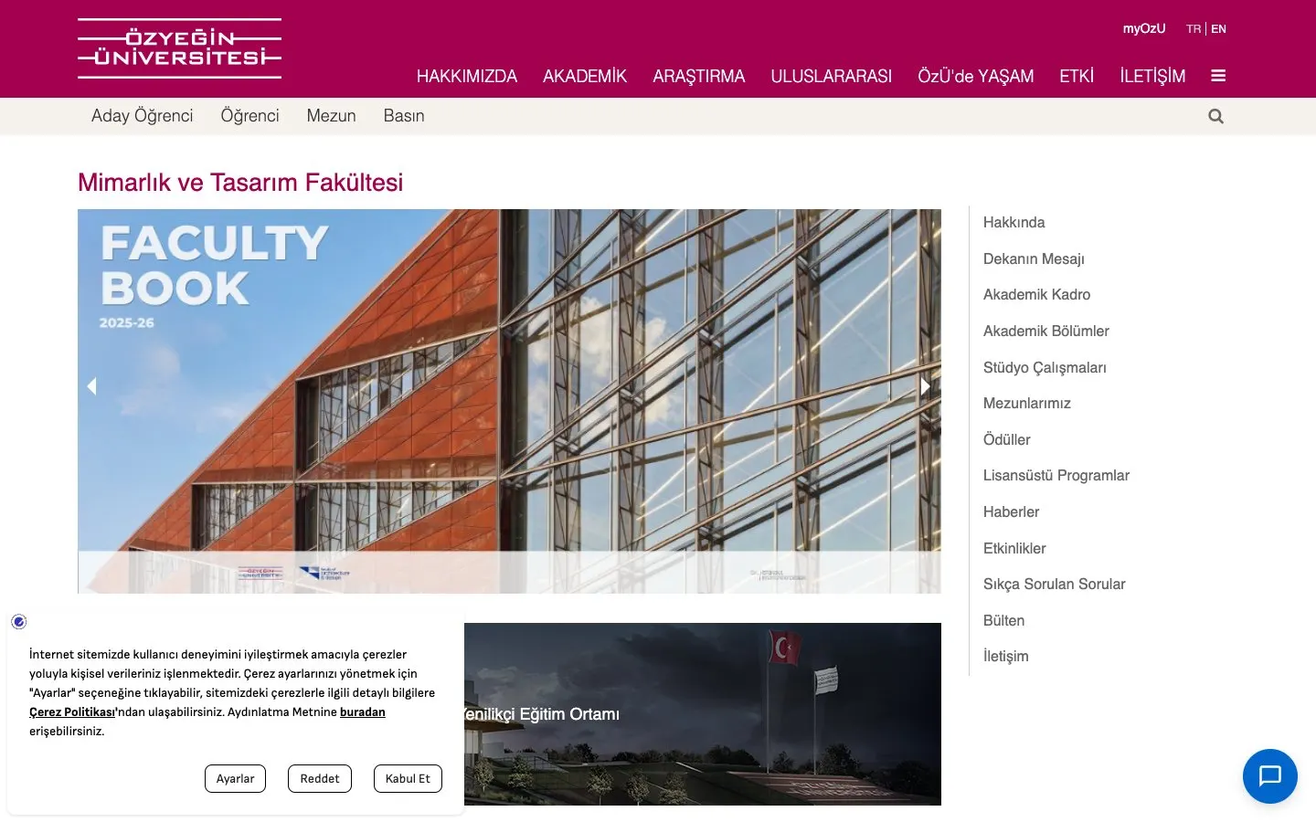 Özyeğin Üniversitesi – Mimarlık ve Tasarım Fakültesi की वेबसाइट