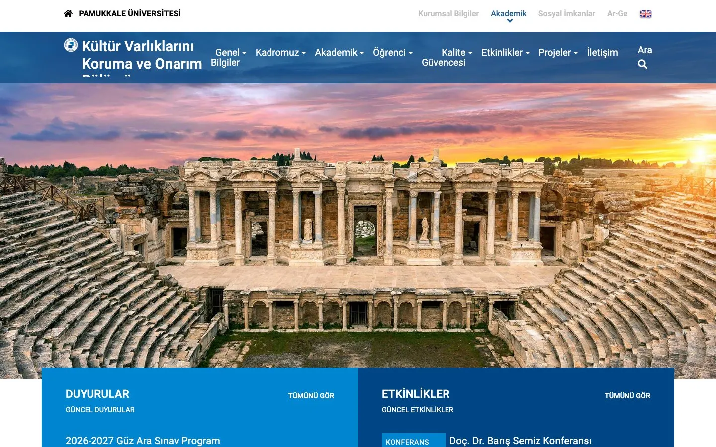 Pamukkale Üniversitesi – Kültür Varlıklarını Koruma ve Onarım Bölümü 的网站