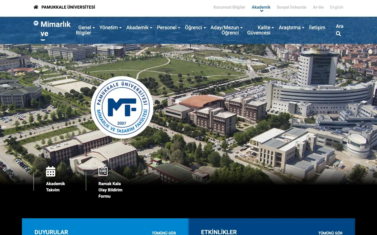 The website of Pamukkale Üniversitesi – Mimarlık ve Tasarım Fakültesi