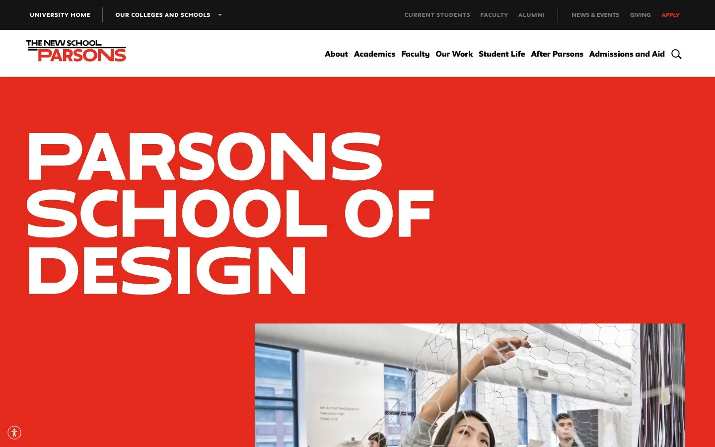 Il sito di Parsons School of Design